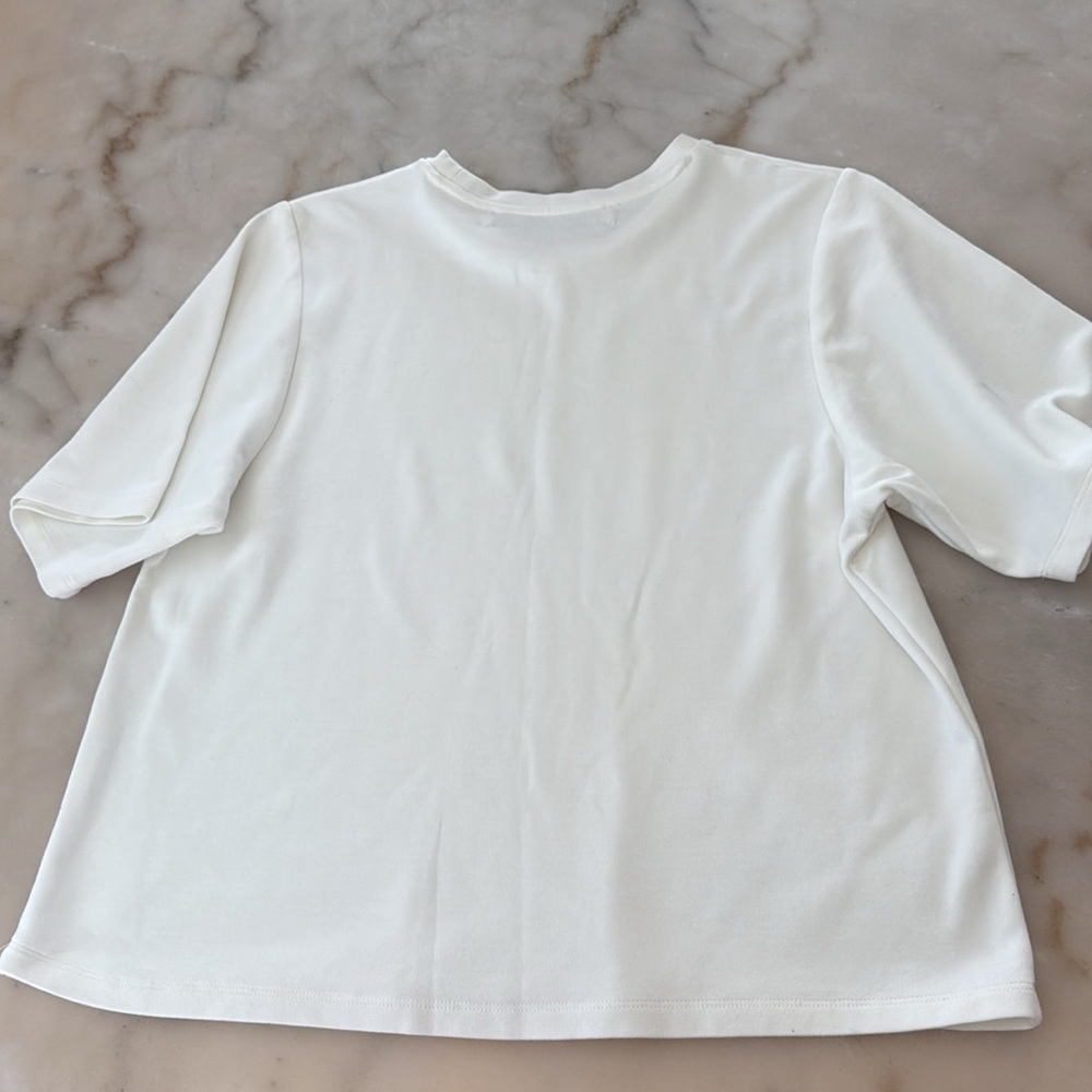 BIMBA Y LOLA Ivory Cream Short Sleeve T-Shirt Silicone Logo - Picture 8 of 10
